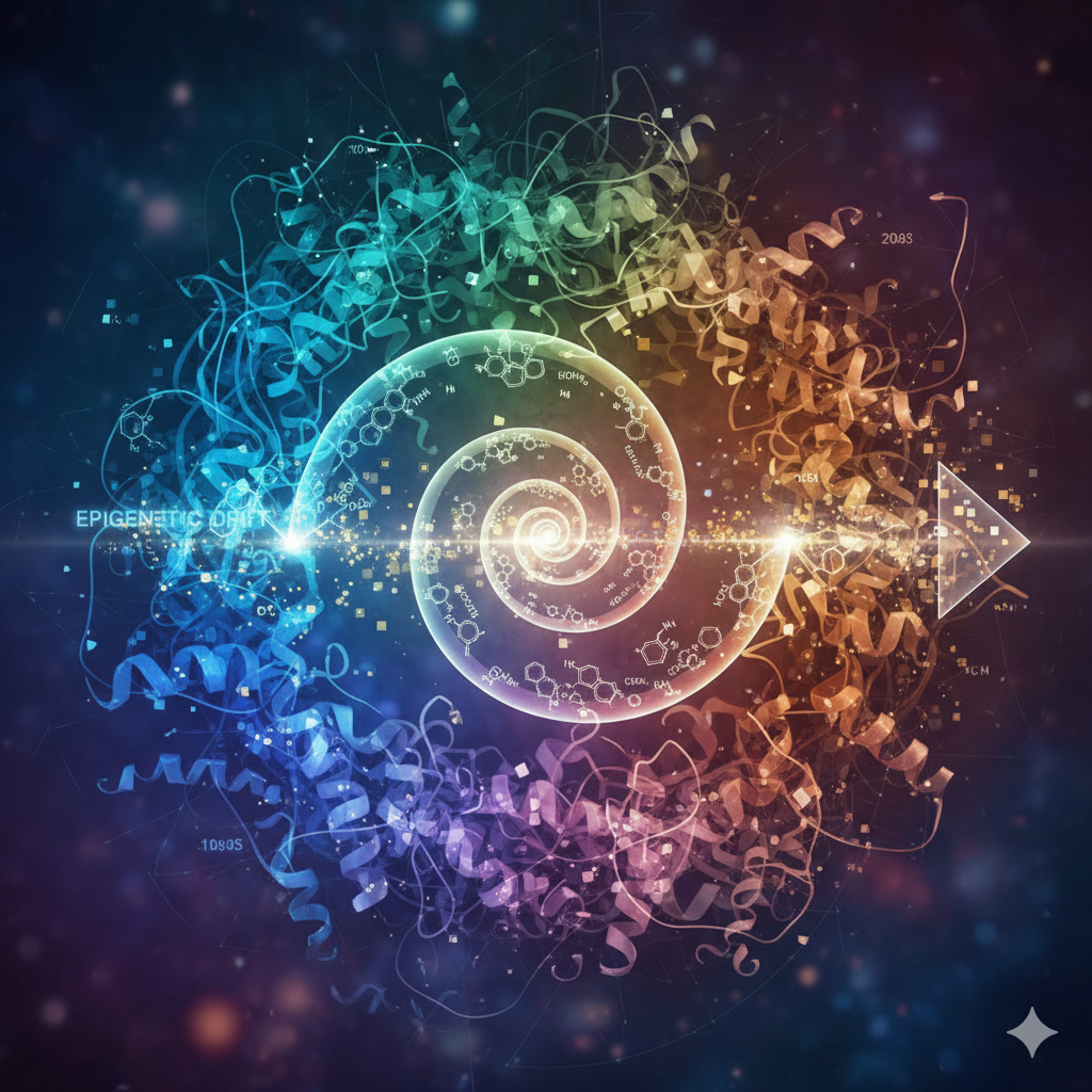 Image generated by Google's Nano Banana. Prompt: Generate an abstract image about epiproteomic changes during aging